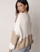 jumelle Cardigan Maro cu Lână și Viscoză cu petice patchwork Fesunesa