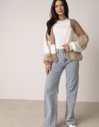 jumelle Cardigan Maro cu Lână și Viscoză cu petice patchwork Fesunesa