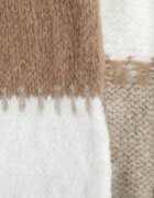 jumelle Cardigan Maro cu Lână și Viscoză cu petice patchwork Fesunesa