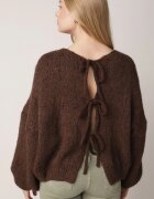 jumelle Cardigan Maro Oversize cu Lână Decorat cu Fundițe Eleathalie
