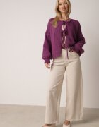jumelle Cardigan Mov Oversize cu Lână Decorat cu Fundițe Eleathalie