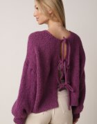 jumelle Cardigan Mov Oversize cu Lână Decorat cu Fundițe Eleathalie