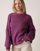 jumelle Cardigan Mov Oversize cu Lână Decorat cu Fundițe Eleathalie