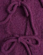 jumelle Cardigan Mov Oversize cu Lână Decorat cu Fundițe Eleathalie