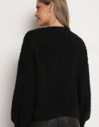 jumelle Cardigan negru cu Viscoză Bumbac Lână și Fundițe Lilore