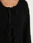 jumelle Cardigan negru cu Viscoză Bumbac Lână și Fundițe Lilore