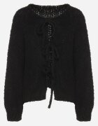 jumelle Cardigan negru cu Viscoză Bumbac Lână și Fundițe Lilore