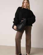jumelle Cardigan Negru Oversize cu Lână Decorat cu Fundițe Eleathalie