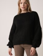 jumelle Cardigan Negru Oversize cu Lână Decorat cu Fundițe Eleathalie