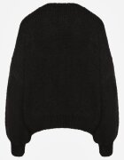 jumelle Cardigan Negru Oversize cu Lână Decorat cu Fundițe Eleathalie