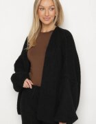 jumelle Cardigan Negru tip liliac fără închidere cu amestec de lână și vâscoză Rallisa