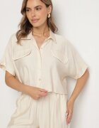 jumelle Compleu bej deschis din viscoză Cămașă scurtă și Pantaloni largi Davitta