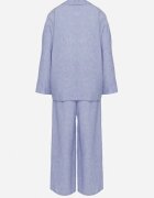 jumelle Compleu de costum Albastru Sacou cu Buzunare și Pantaloni Largi Olvania