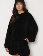jumelle Compleu Negru Tricotat Bluză și Pantaloni scurți Novanisa