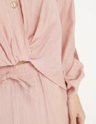 jumelle Compleu Roz din viscoză Oversize Cămașă și Pantaloni cu elastic în talie Natilira