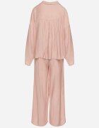 jumelle Compleu Roz din viscoză Oversize Cămașă și Pantaloni cu elastic în talie Natilira