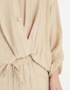 jumelle Compleu Viscoză Bej Deschis Oversize Cămașă și Pantaloni cu Elastic în Talie Natilira