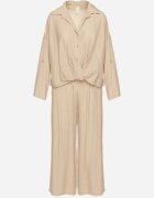 jumelle Compleu Viscoză Bej Deschis Oversize Cămașă și Pantaloni cu Elastic în Talie Natilira