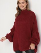 jumelle Golf Bordowy cu Lână Oversize cu Umeri Căzuți Lilenae