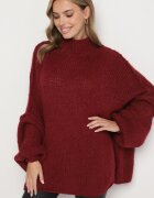 jumelle Golf Bordowy cu Lână Oversize cu Umeri Căzuți Lilenae