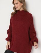 jumelle Golf Bordowy cu Lână Oversize cu Umeri Căzuți Lilenae