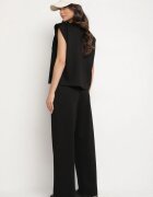 jumelle Komplet negru cu vâscoză Tricou cu umeri întăriți și Pantaloni largi Nevisari