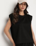 jumelle Komplet negru cu vâscoză Tricou cu umeri întăriți și Pantaloni largi Nevisari