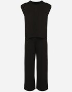 jumelle Komplet negru cu vâscoză Tricou cu umeri întăriți și Pantaloni largi Nevisari