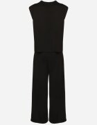 jumelle Komplet negru cu vâscoză Tricou cu umeri întăriți și Pantaloni largi Nevisari