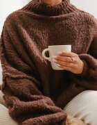 jumelle Maletă Maro cu Lână Oversize cu Linia Umerilor Căzută Lilenae