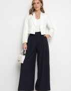 jumelle Pantaloni bleumarin stil Palazzo cu buzunare laterale Adivena