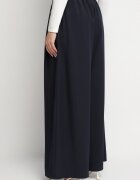 jumelle Pantaloni bleumarin stil Palazzo cu buzunare laterale Adivena