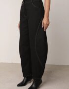 jumelle Pantaloni Casual Balloon cu cusături contrastante Aretuza Negri