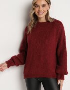 jumelle Pulover Bordeaux cu Croială Clasică Simplă cu Amestec de Lână și Viscoză Sezisya
