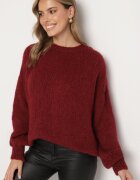 jumelle Pulover Bordeaux cu Croială Clasică Simplă cu Amestec de Lână și Viscoză Sezisya