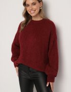 jumelle Pulover Bordeaux cu Croială Clasică Simplă cu Amestec de Lână și Viscoză Sezisya