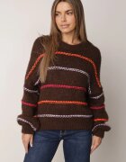jumelle Pulover cu adaos de lână și vâscoză cu dungi contrastante Eritellia Maro