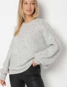 jumelle Pulover Gri deschis cu un croi clasic drept și amestec de lână și viscoză Sezisya