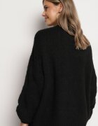 jumelle Pulover Negru cu Croială Clasică Simplă cu Amestec de Lână și Viscoză Sezisya