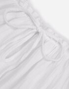 jumelle Rochie Albă Trapezoidală din Muselină de Bumbac cu Centură și Elastic în Talie Vimarinn