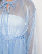 jumelle Rochie Albastră Decorată cu legătură și curea Nivoren