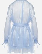 jumelle Rochie Albastră Decorată cu legătură și curea Nivoren