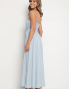 jumelle Rochie Albastru Deschis Cloche cu Decolteu Tip Bandeau Mavilore