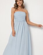 jumelle Rochie Albastru Deschis Cloche cu Decolteu Tip Bandeau Mavilore