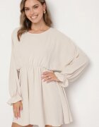 jumelle Rochie Bej deschis cu croială evazată și manșete decorative Terellea