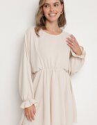 jumelle Rochie Bej deschis cu croială evazată și manșete decorative Terellea