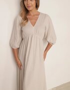 jumelle Rochie Bej Evazată Din bumbac Boho cu cordon și elastic în talie Lawla