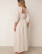 jumelle Rochie Bej Evazată Din bumbac Boho cu cordon și elastic în talie Lawla