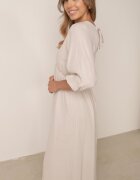 jumelle Rochie Bej Evazată Din bumbac Boho cu cordon și elastic în talie Lawla