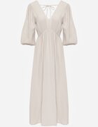 jumelle Rochie Bej Evazată Din bumbac Boho cu cordon și elastic în talie Lawla